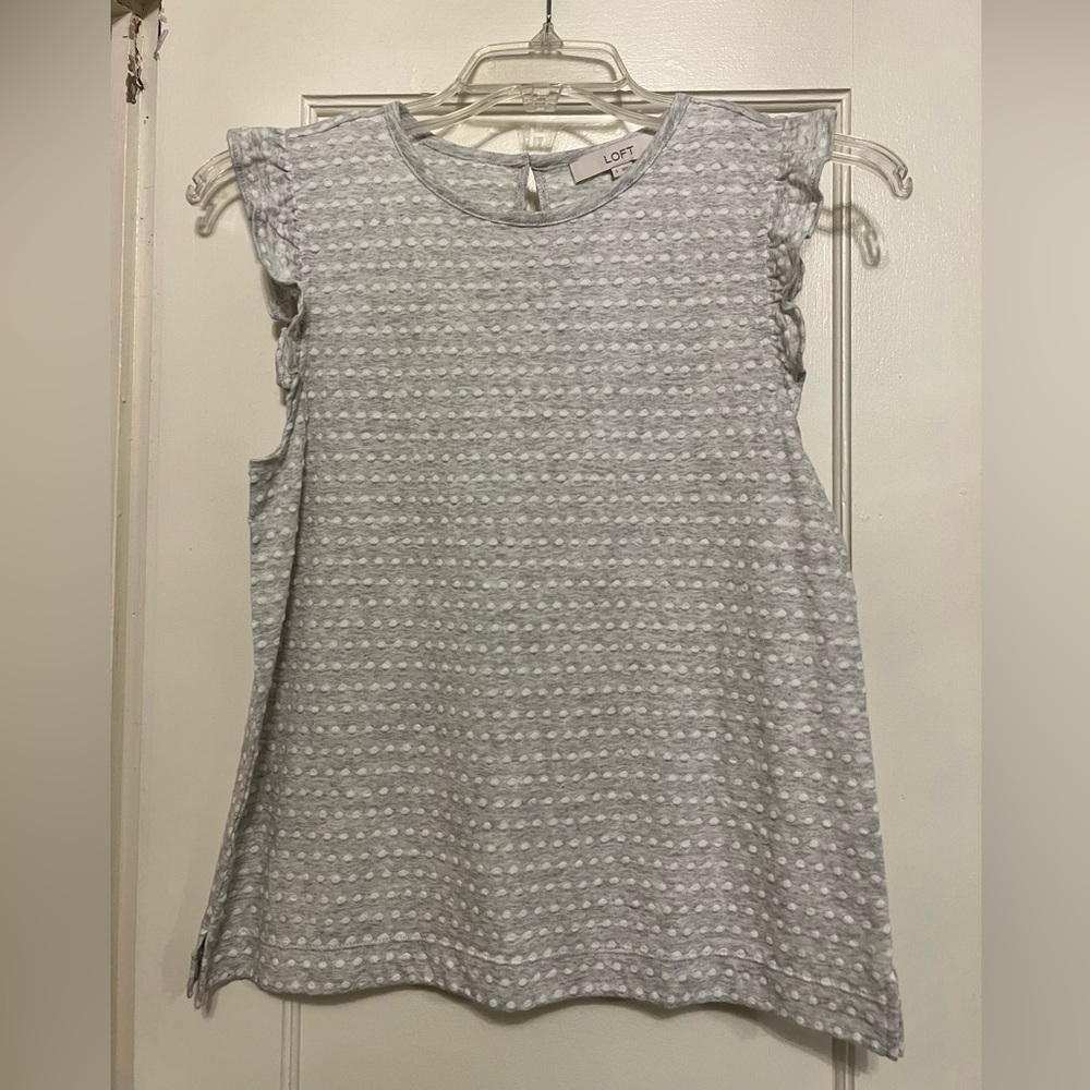 Loft Ruffle Sleeve Polka Dot Top